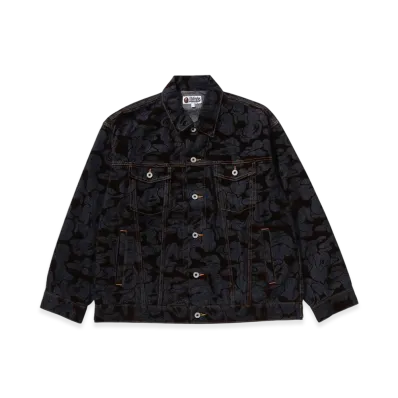 A BATHING APE Camo Flocked Denim Jacket "Indigo"