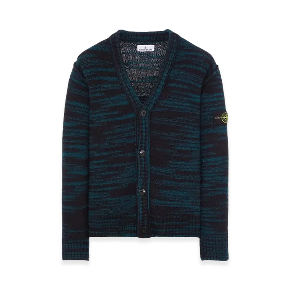 Stone Island 534D3 Two-Tone Wool Cardigan Knit - 23FW "Dark Teal Green"