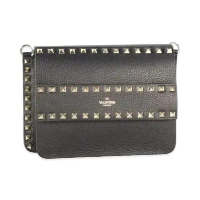 Valentino Rock Studs Grain Calfskin Small Crossbody Bag "Black"