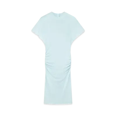 STELLA McCARTNEY Strong Shoulder Short-Sleeve Midi Dress "Light Blue"