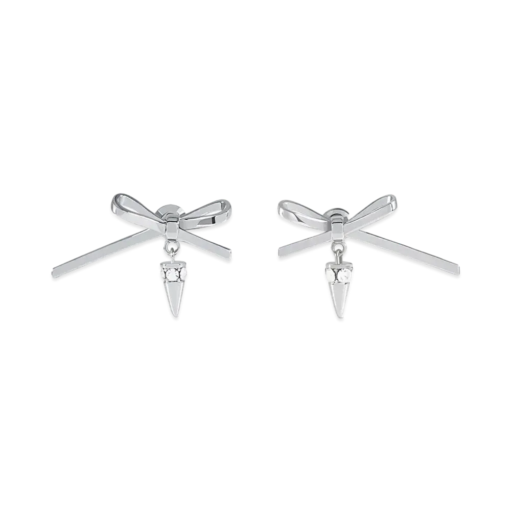 WE11DONE Bow Spike Drop Earrings "Silver"