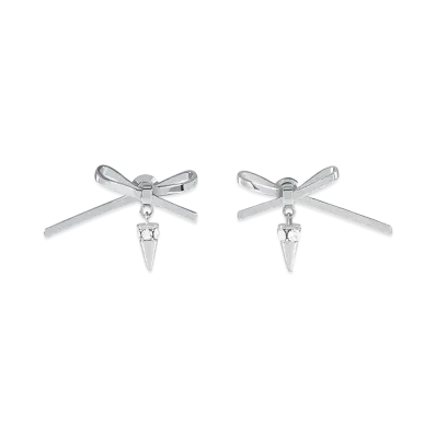 WE11DONE Bow Spike Drop Earrings "Silver"