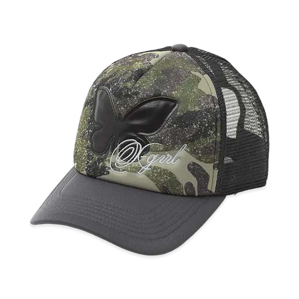 X-Girl Women's Butterfly Patch Trucker Cap "Camo"