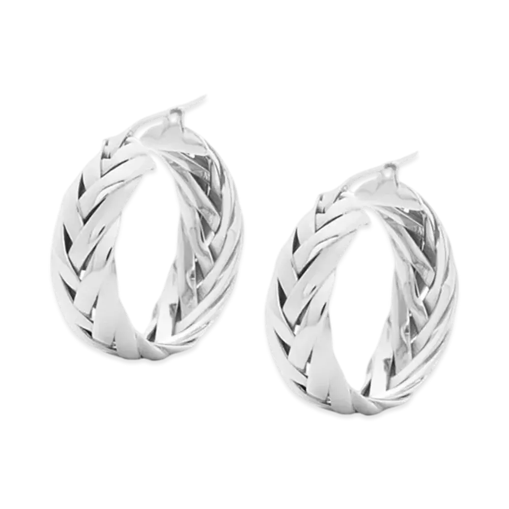 LOEWE Braided Hoop Earrings "Silver"