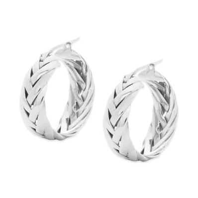 LOEWE Braided Hoop Earrings "Silver"