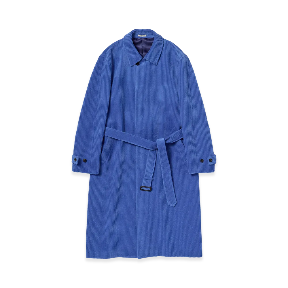 AURALEE Wool Cashmere Corduroy Soutien Collar Coat "Royal Blue"