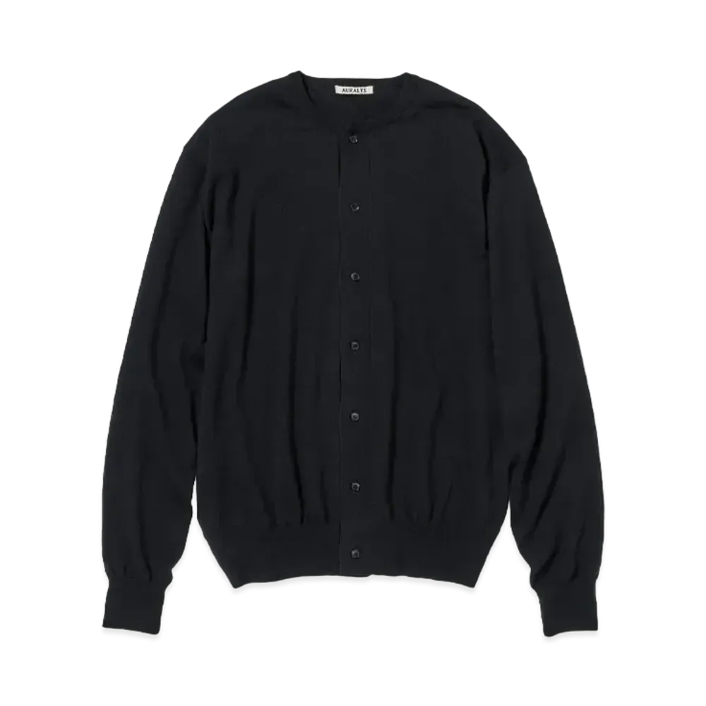 AURALEE Cashmere Hard Twist Knit Cardigan "Black"