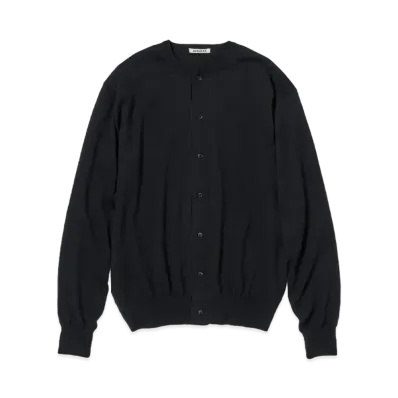 AURALEE Cashmere Hard Twist Knit Cardigan "Black"