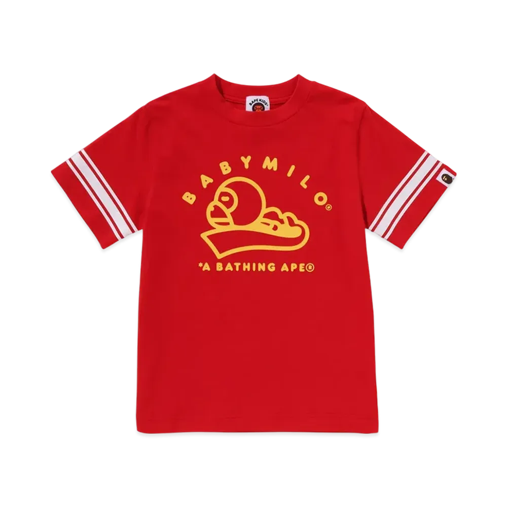 A BATHING APE Baby Milo Football Tee "Red"