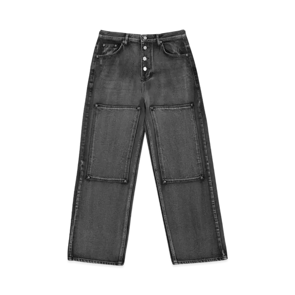 THUG CLUB Double Knee Laser Denim Pants "Black"