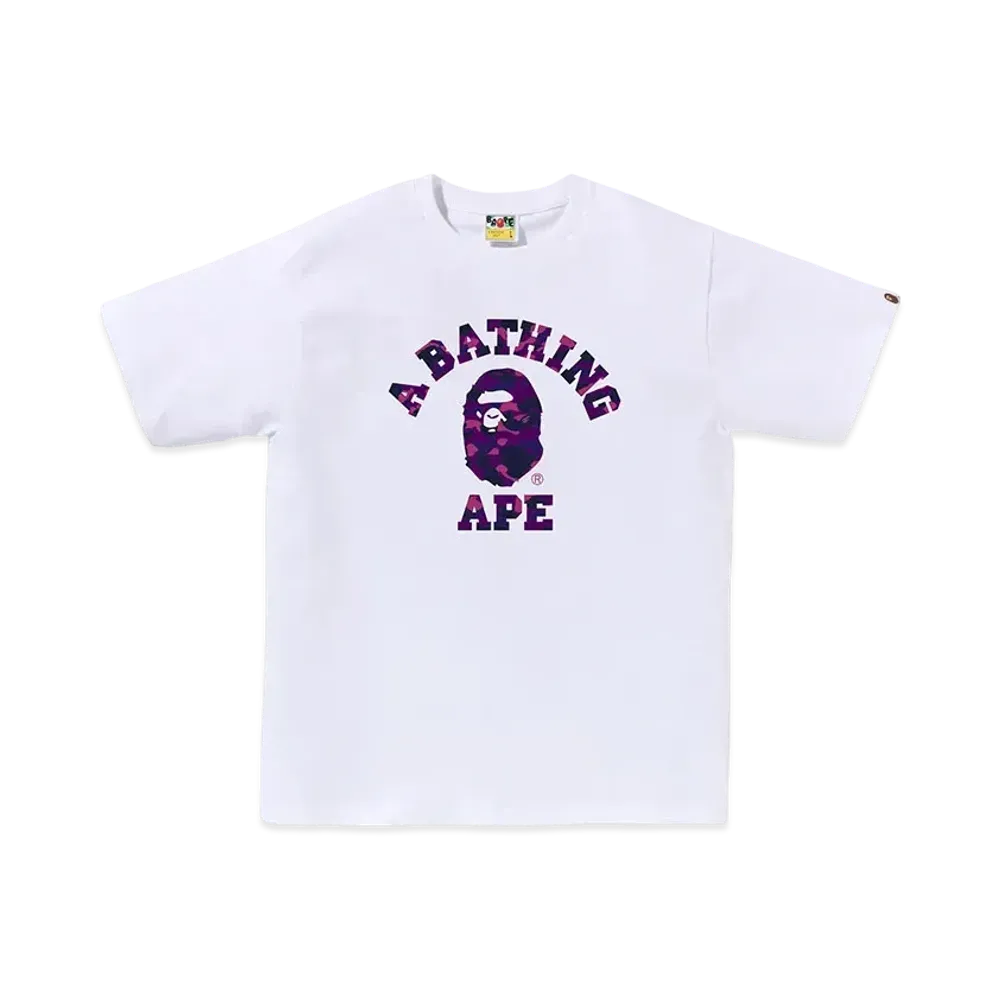 A BATHING APE College Tee "White/Purple"