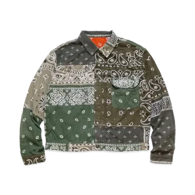 KAPITAL NER REVERSIBLE BANDANA 1ST JACKET "Khaki Orange"