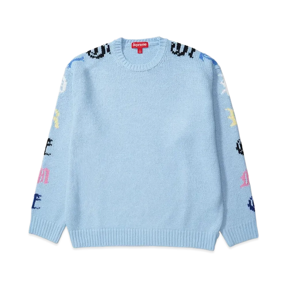 Supreme Old English Sleeves Sweater "Light Blue"