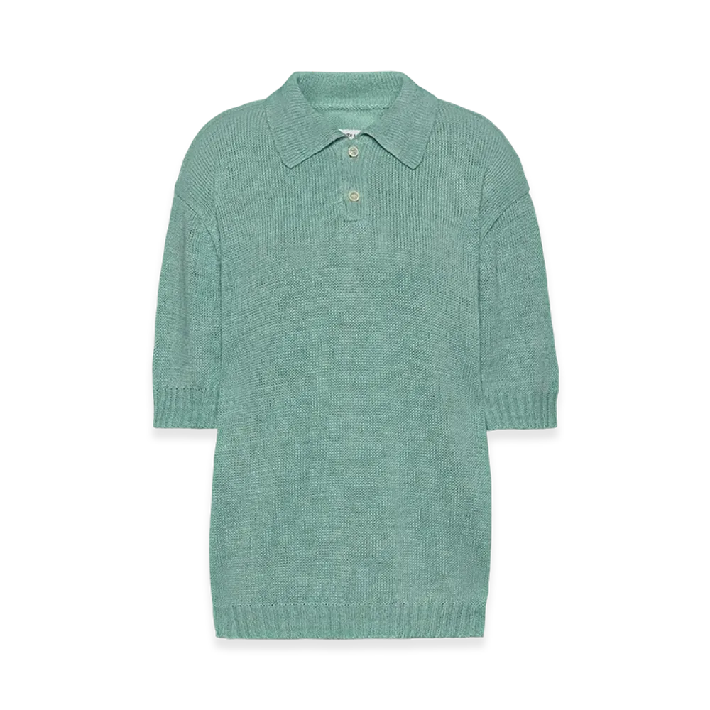 Maison Margiela Women's Gardening Hemp Knit Polo "Light Blue"