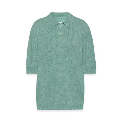 Maison Margiela Women's Gardening Hemp Knit Polo "Light Blue"