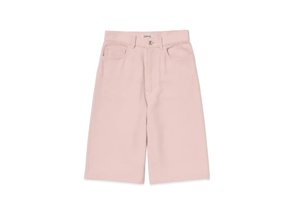 AURALEE Women's Silk Nep Denim 5P Wide Shorts "Dusty Pink"