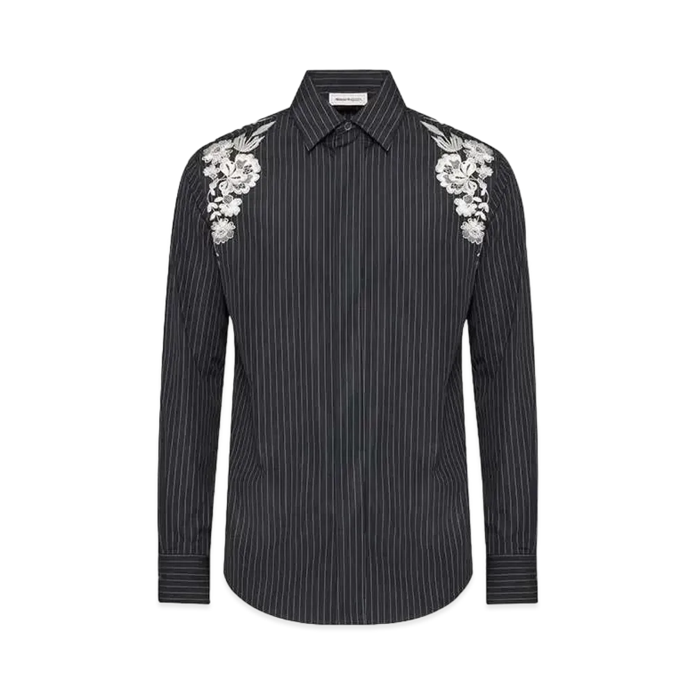 Alexander McQUEEN Embroidered Harness Shirt "Black/White/Silver"