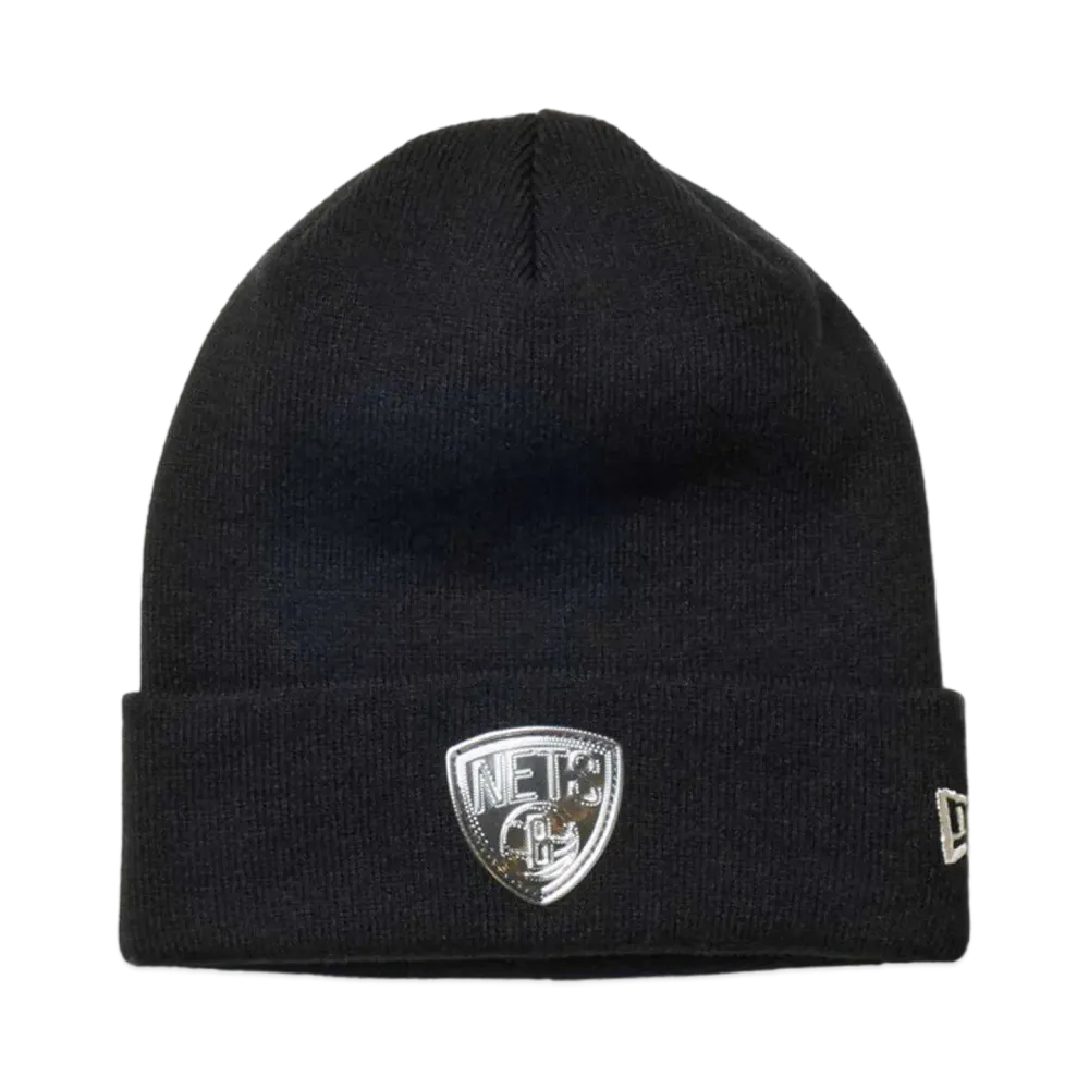 NEW ERA Basic Cuff Knit NBA Metal Logo Brooklyn Nets "Black"