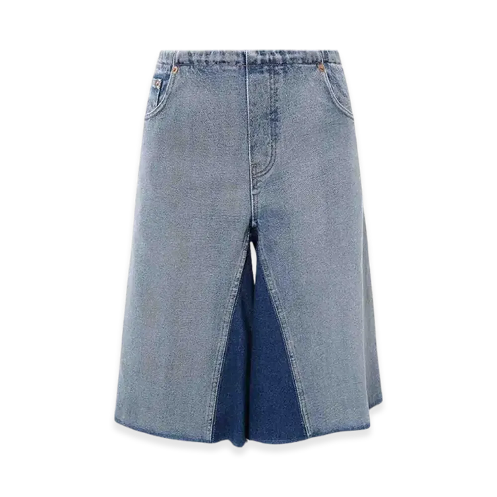 MM6 Maison Margiela Women's Denim Bermuda Shorts with Back Logo "Blue"