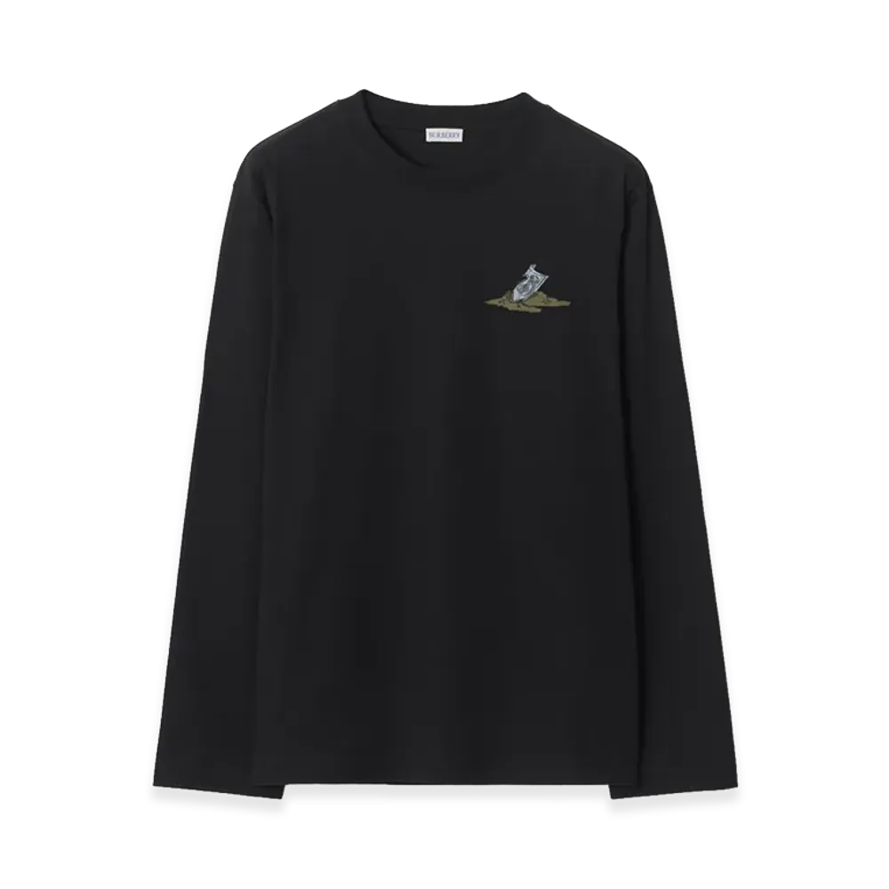 Burberry Long Sleeve Sleeping Knight Cotton Tee "Black"