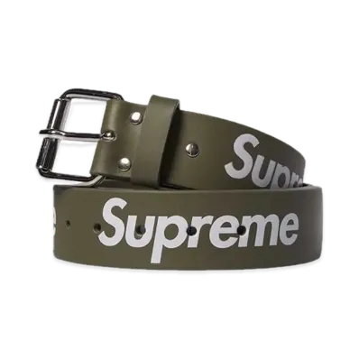 Supreme Repeat Leather Belt "Olive" (22SS)