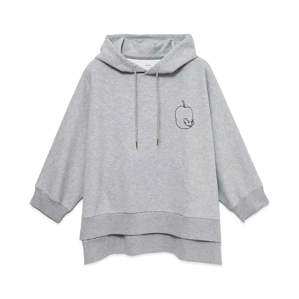 graniph x Eric Carle Sketch Apple Poncho Parka "Heather Gray"