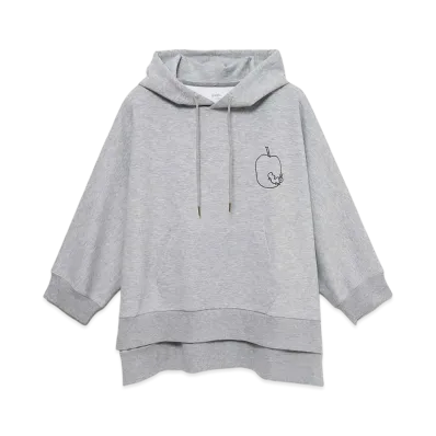 graniph x Eric Carle Sketch Apple Poncho Parka "Heather Gray"