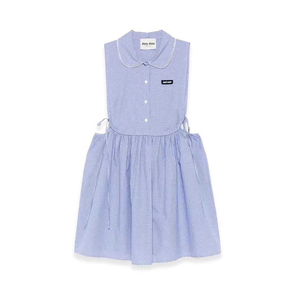 MIU MIU Women's Embroidered Cotton Mini Dress "Blue"
