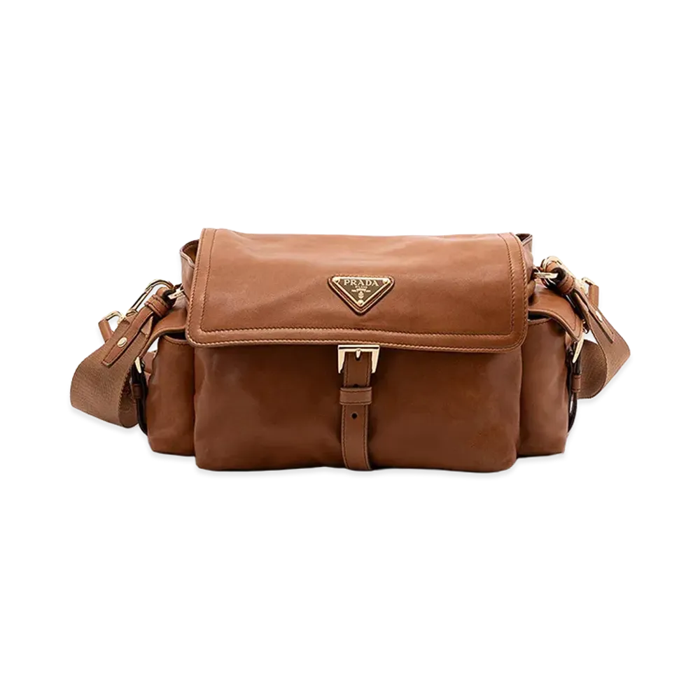 PRADA Women's Nappa Leather Explore Shoulder Bag "Beige"