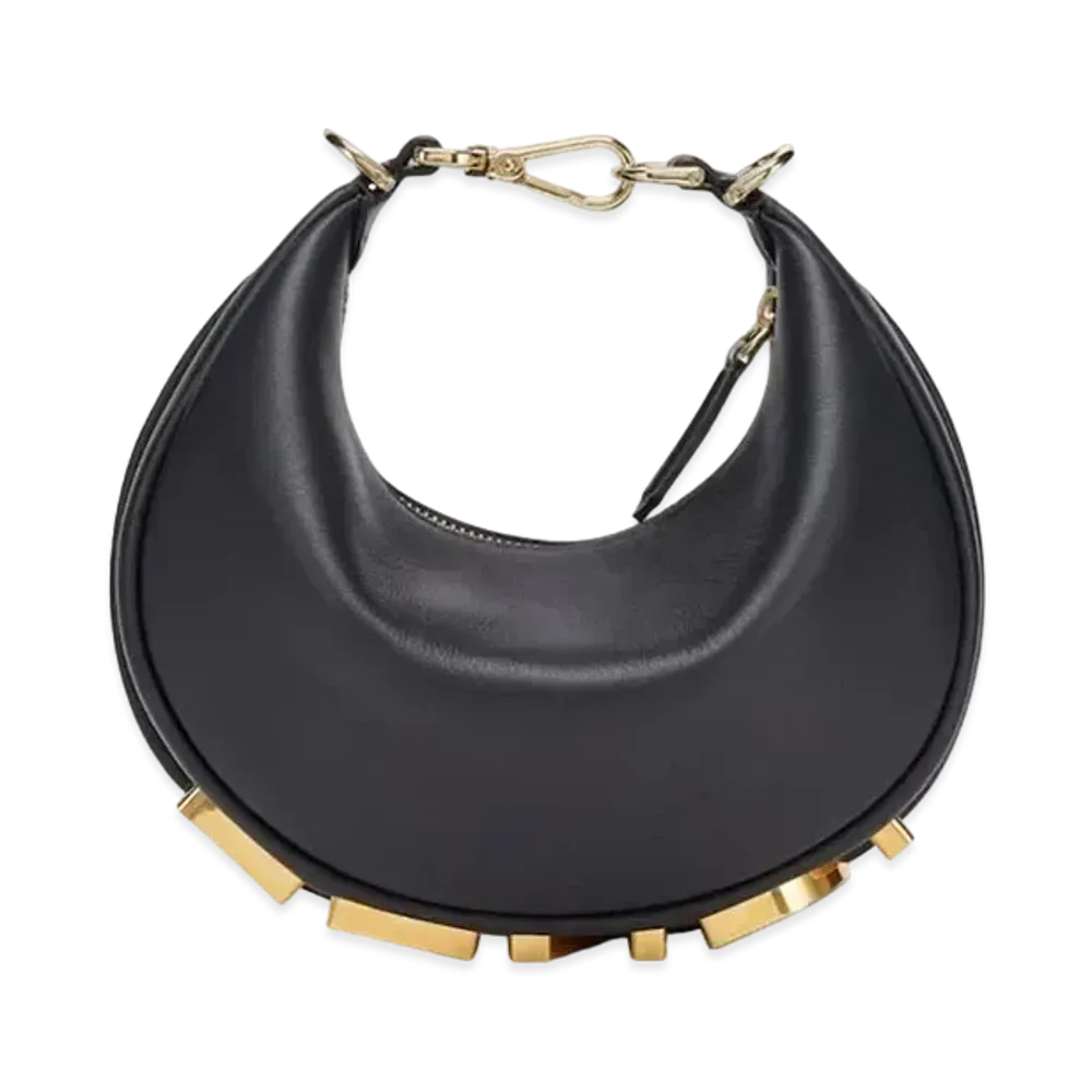 FENDI Fendigraphy Mini Leather Mini Bag "Black"
