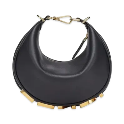 FENDI Fendigraphy Mini Leather Mini Bag "Black"