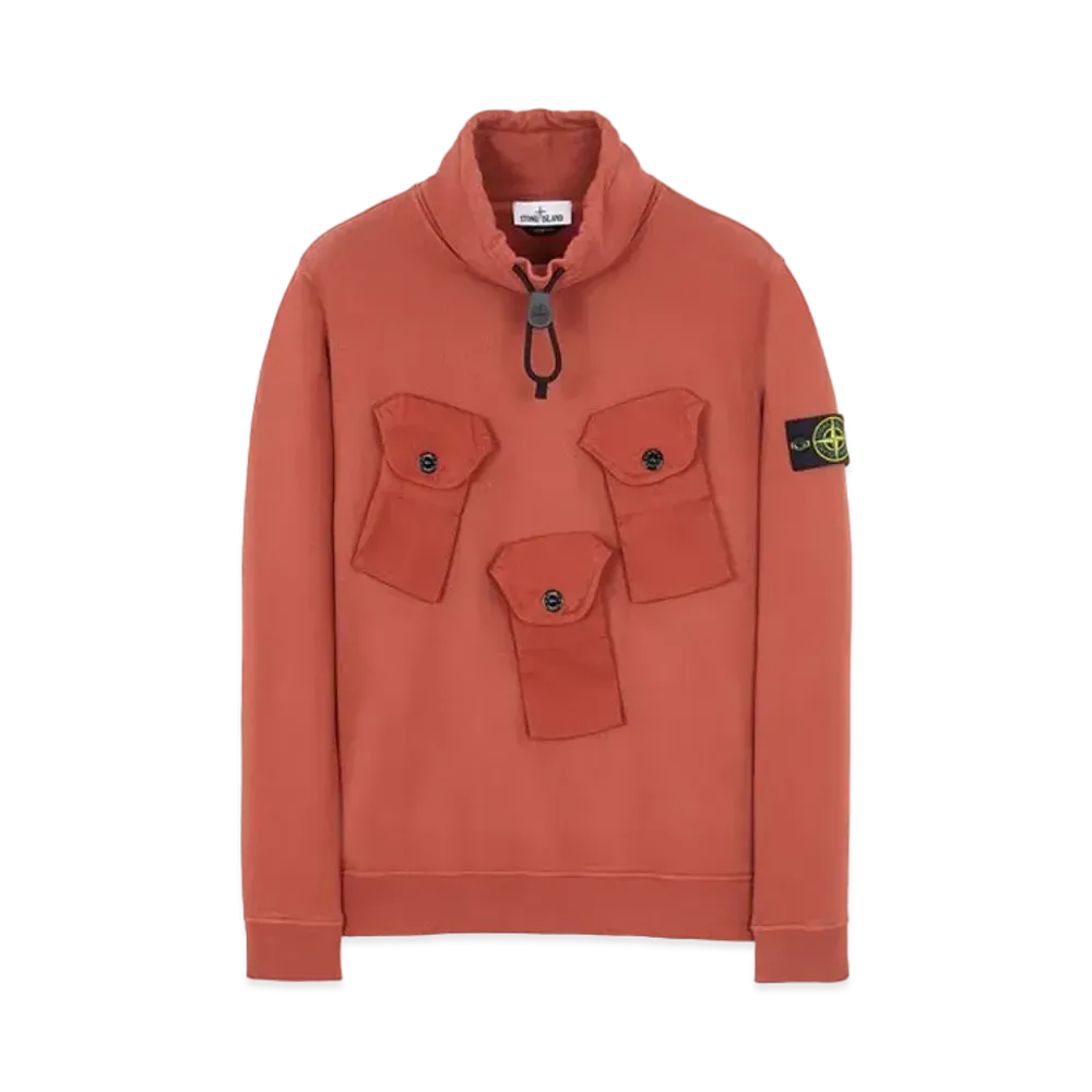 Stone Island 60519 BRUSHED COTTON FLEECE "Brick Red"