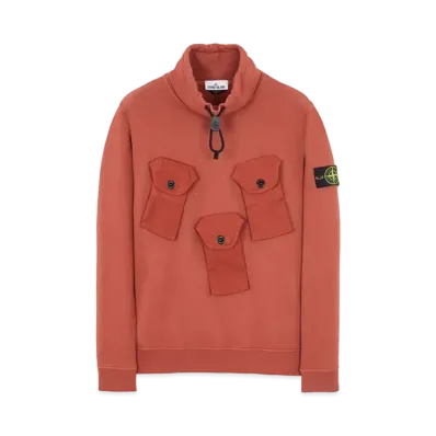 Stone Island 60519 BRUSHED COTTON FLEECE "Brick Red"