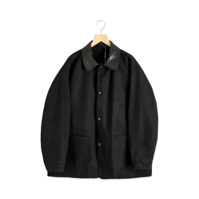 COMOLI Cotton Nylon Zip Parka "Black"