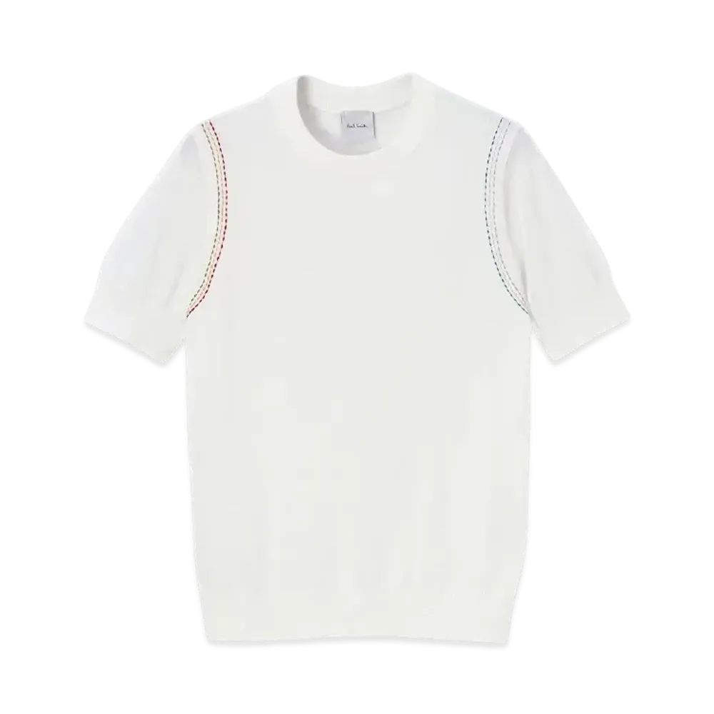 Paul Smith Womens Color Stitch Sheer Knit "White"