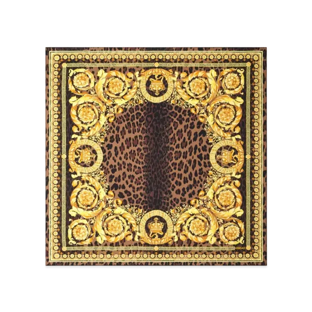 Versace Wild Barocco Silk Foulard 35" "Animalier"