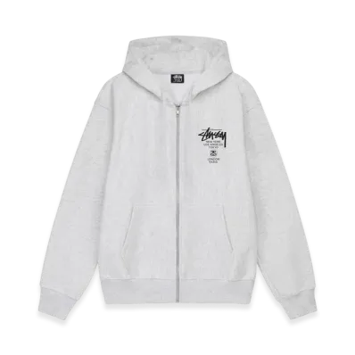 Stussy World Tour Zip Hoodie 2022 "Ash Heather"