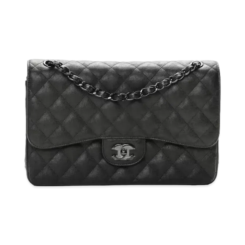 CHANEL Deca Matelasse Classic Double Flap Calfskin "Black/Silver"