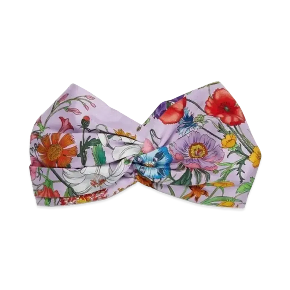 GUCCI Flora Print Silk Headband "Purple/Multicolor"