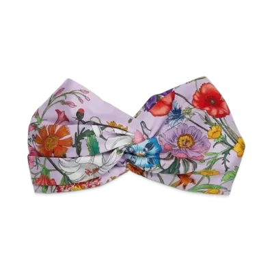 GUCCI Flora Print Silk Headband "Purple/Multicolor"