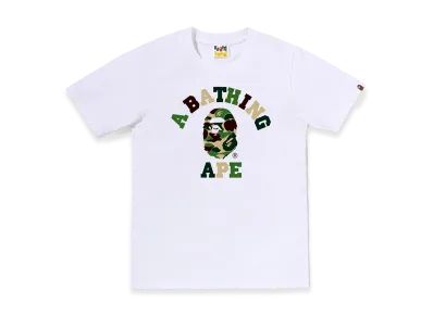 A BATHING APE Women's ABC Camo College Tee "White/Green"