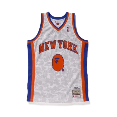 A BATHING APE Mitchell & Ness Knicks ABC Basketball Swingman Jersey "White"