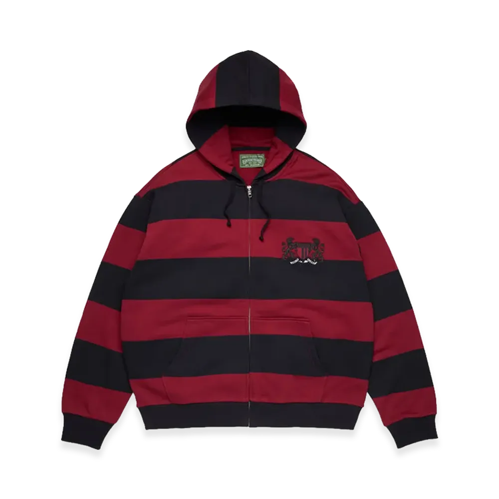 DENIM TEARS Striped Crest Zip Hoodie "Red/Navy"