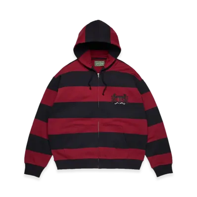 DENIM TEARS Striped Crest Zip Hoodie "Red/Navy"