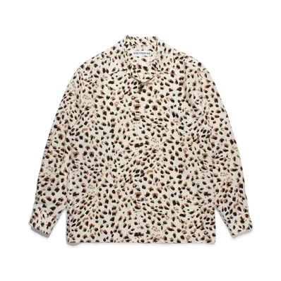 WACKO MARIA Leopard Open Collar Shirt "White"