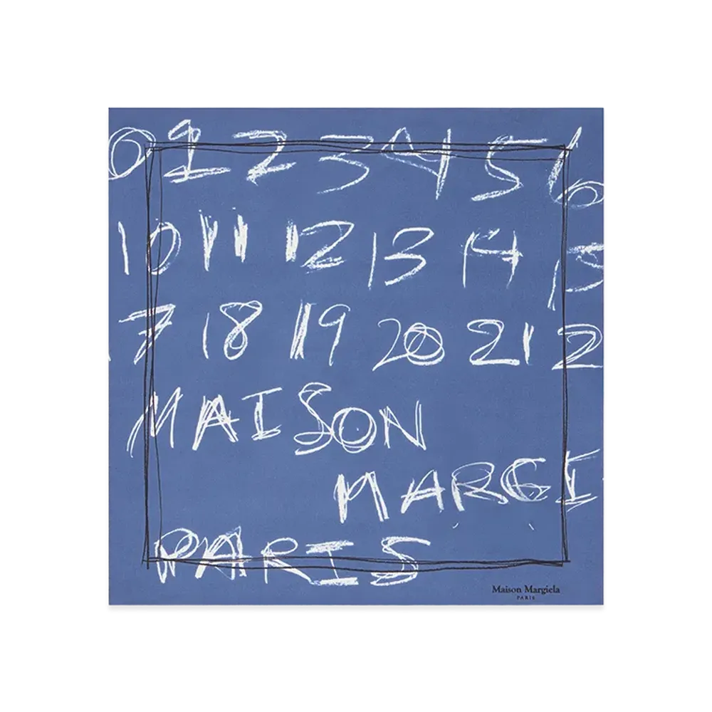Maison Margiela Numbering Silk Scarf "Dark Blue"