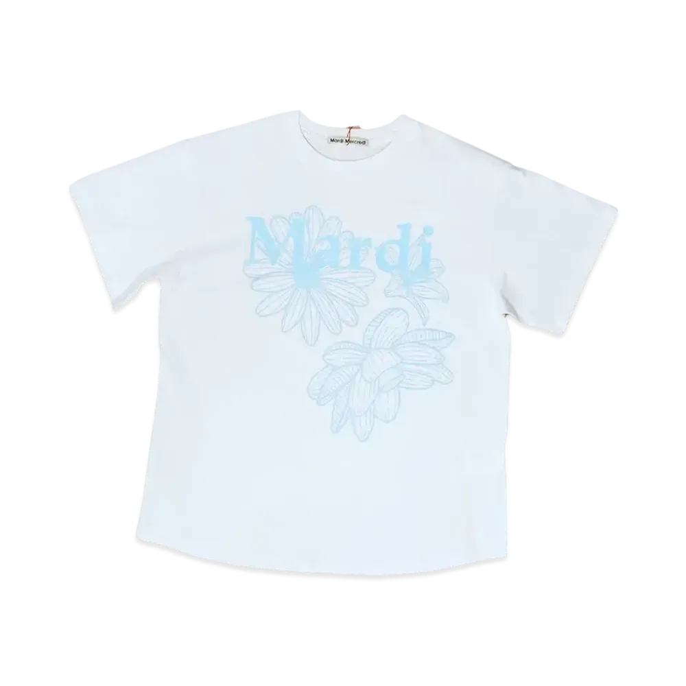 Mardi Mercredi Tshirt Triple Flower "White Skyblue"