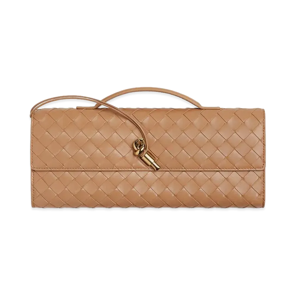 Bottega Veneta Andiamo Clutch Bag "Pale Brown"