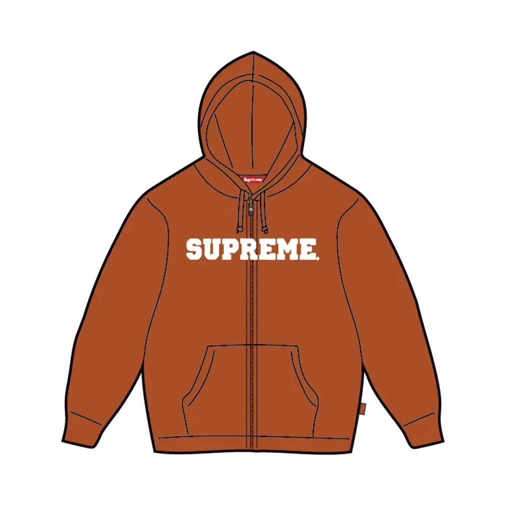 Supreme Collegiate Applique Zip Up Hooded Sweatshirt "Rust"