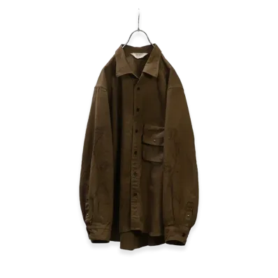 ANCELLM L/C Nep Flower Embroidery Over Shirt "Brown"